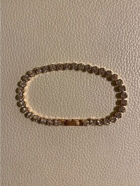 8CT Bezel Set Lab Created Diamond Tennis Bracelet 14K Gold Plated